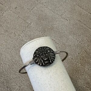 Luca + Danni Silver Indian Head Bangle Bracelet